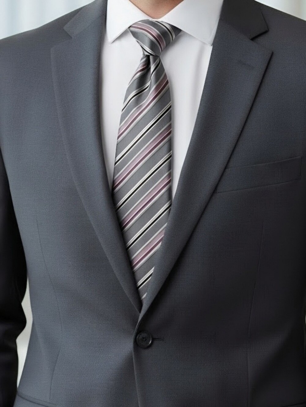 Geoffrey Beene Elegant Striped Tie in Gray and Pink